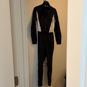 FILA Black and White Zippered One-Piece Jumpsuit